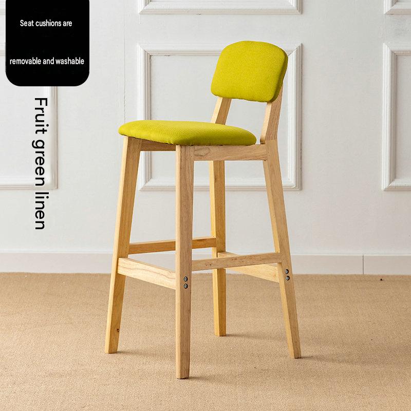 Solid wood legs - 72cm height - pistachio green linen seat cushion