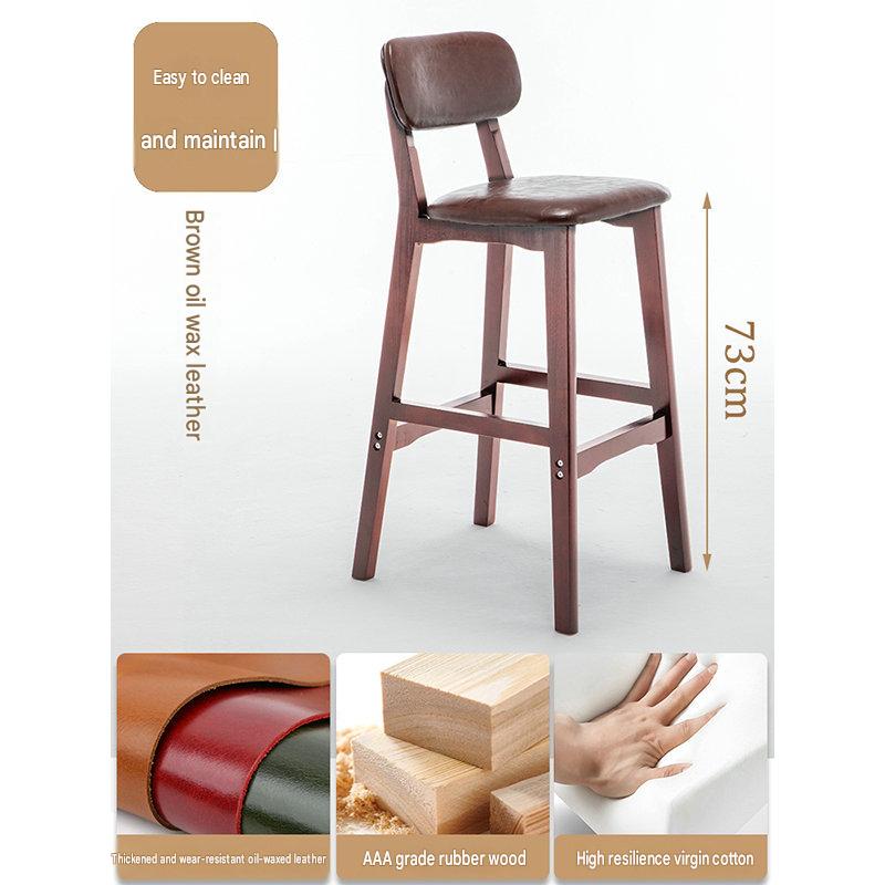 Brown leather seat cushion-brown wood frame