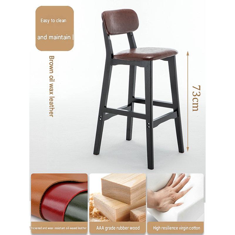 Brown leather seat cushion-black wood frame