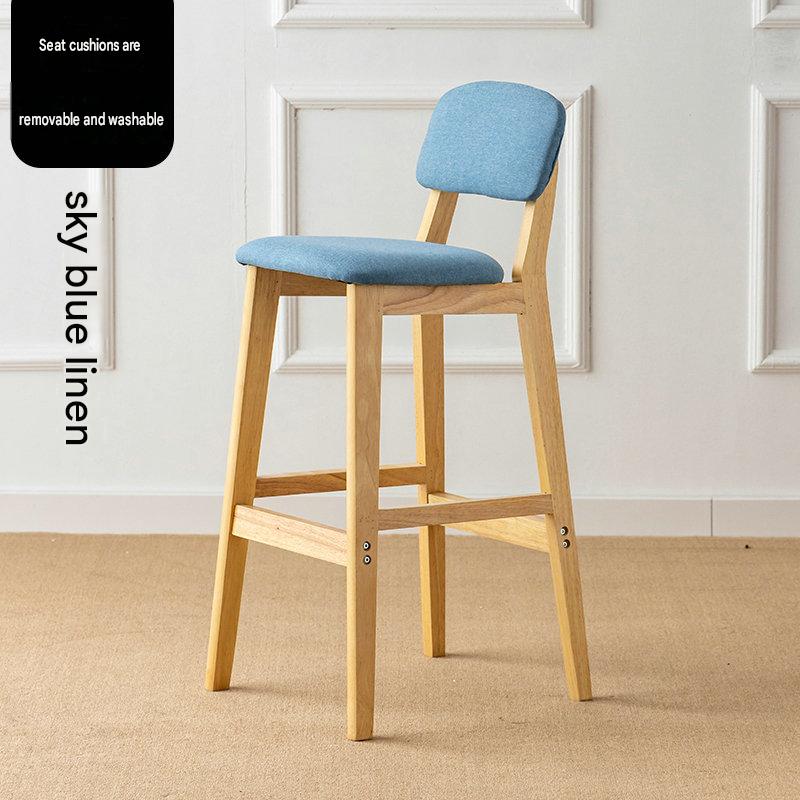 Solid wood legs - 72cm height - sky blue linen seat cushion