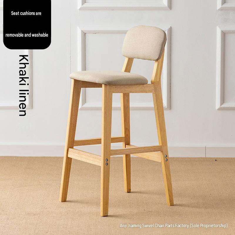 Solid wood legs - 72cm height - khaki linen seat cushion