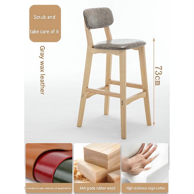 Gray leather seat cushion - solid wood frame -