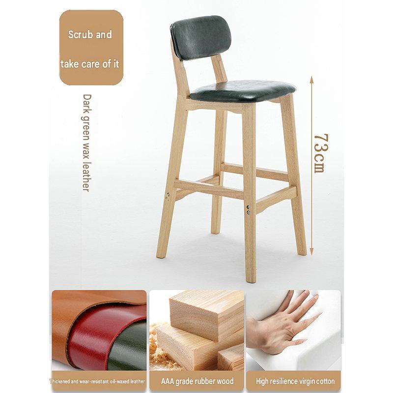 Dark green leather seat cushion - solid wood frame