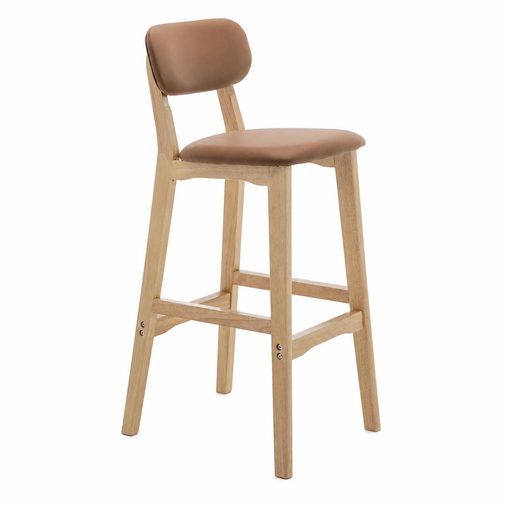 Coffee tech fabric seat cushion - natural wood frame