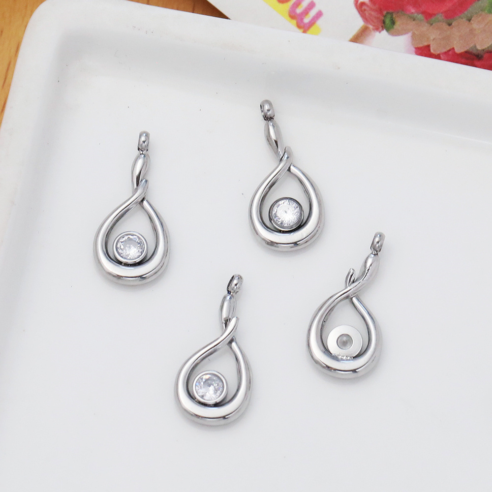 Steel color hollow water drop 17x18mm