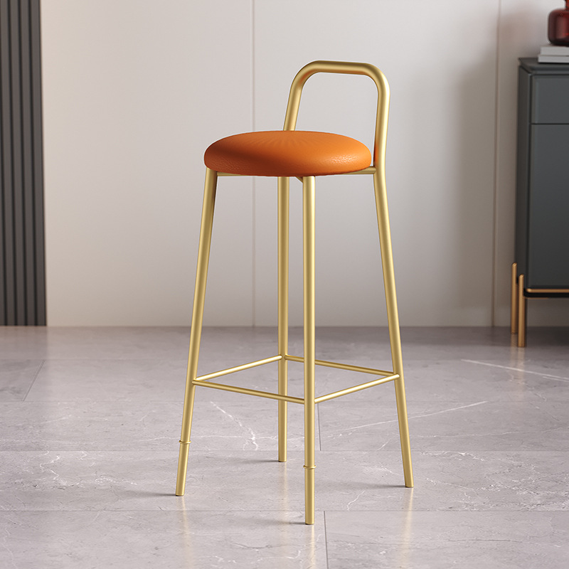gold chair-orange leather