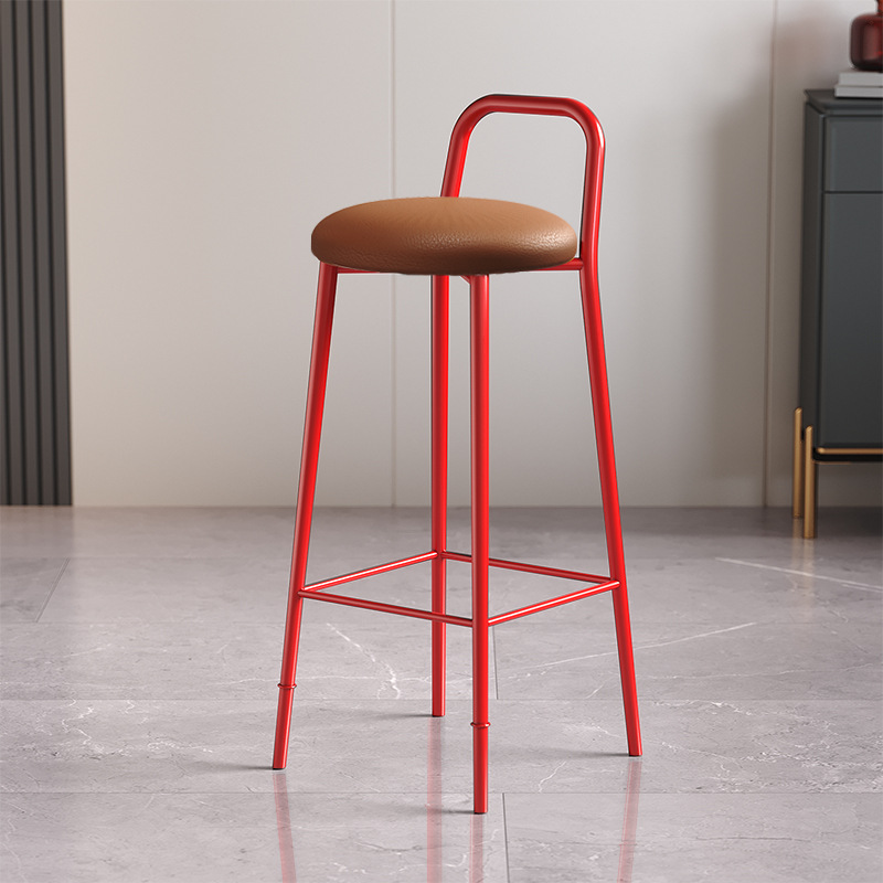 [red chair]-brown leather