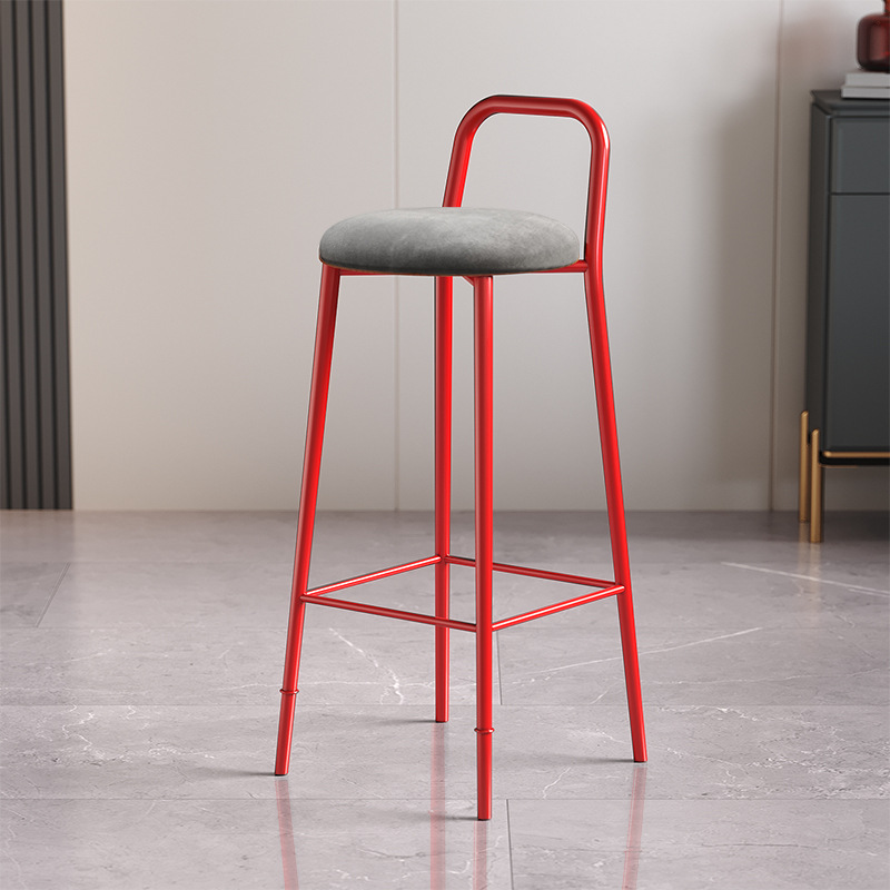 [red chair]-gray suede