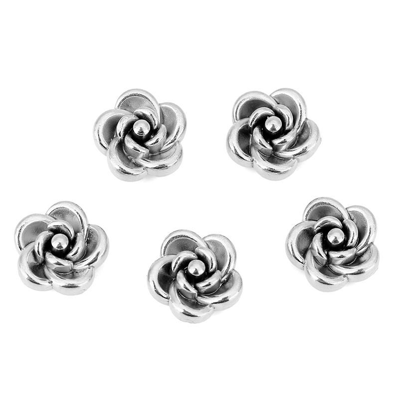 Steel color perforated beads 10mm
