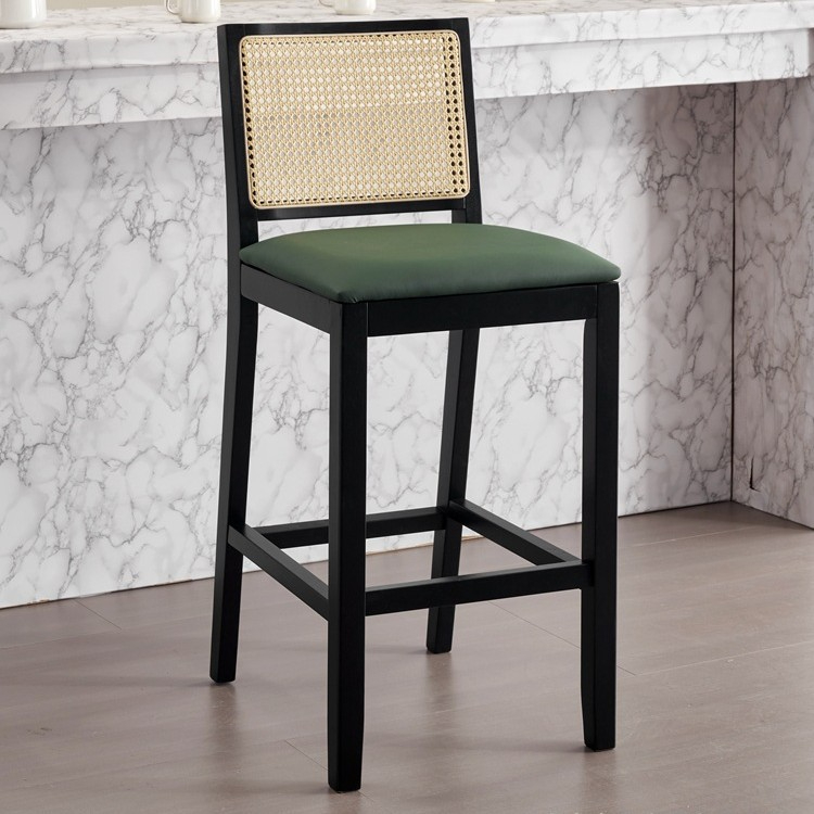 Dark green leather black rack
