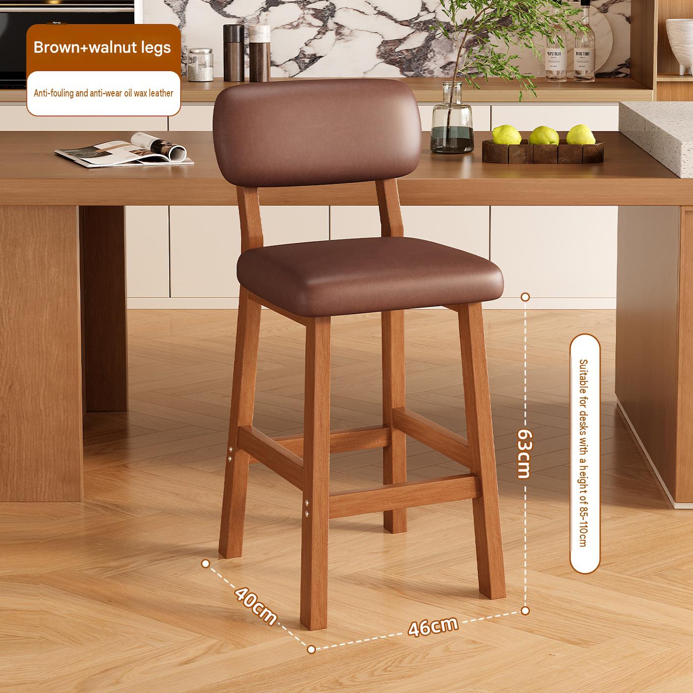 Walnut brown leather removable iron legs 65cm