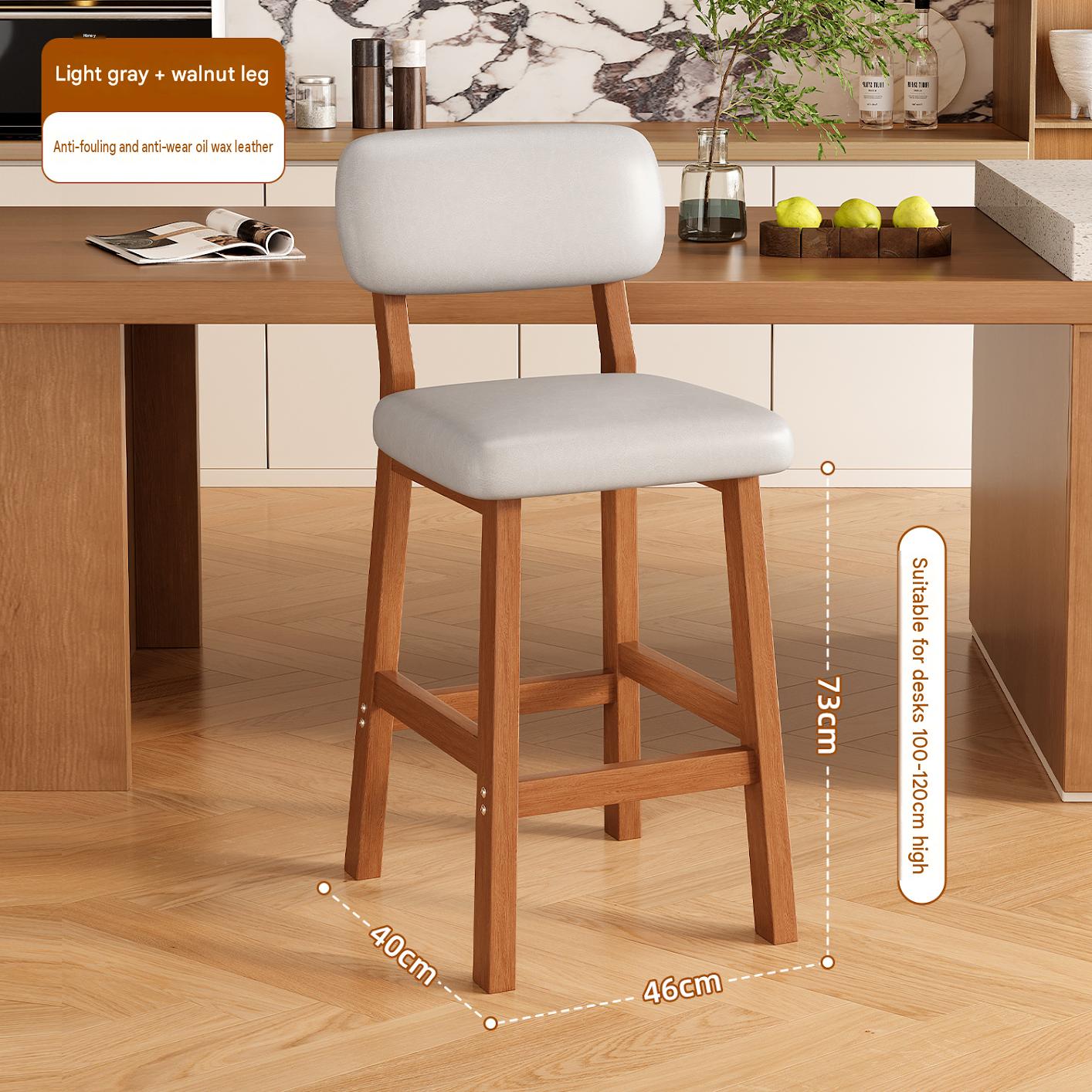 Walnut light gray leather removable iron legs 75cm