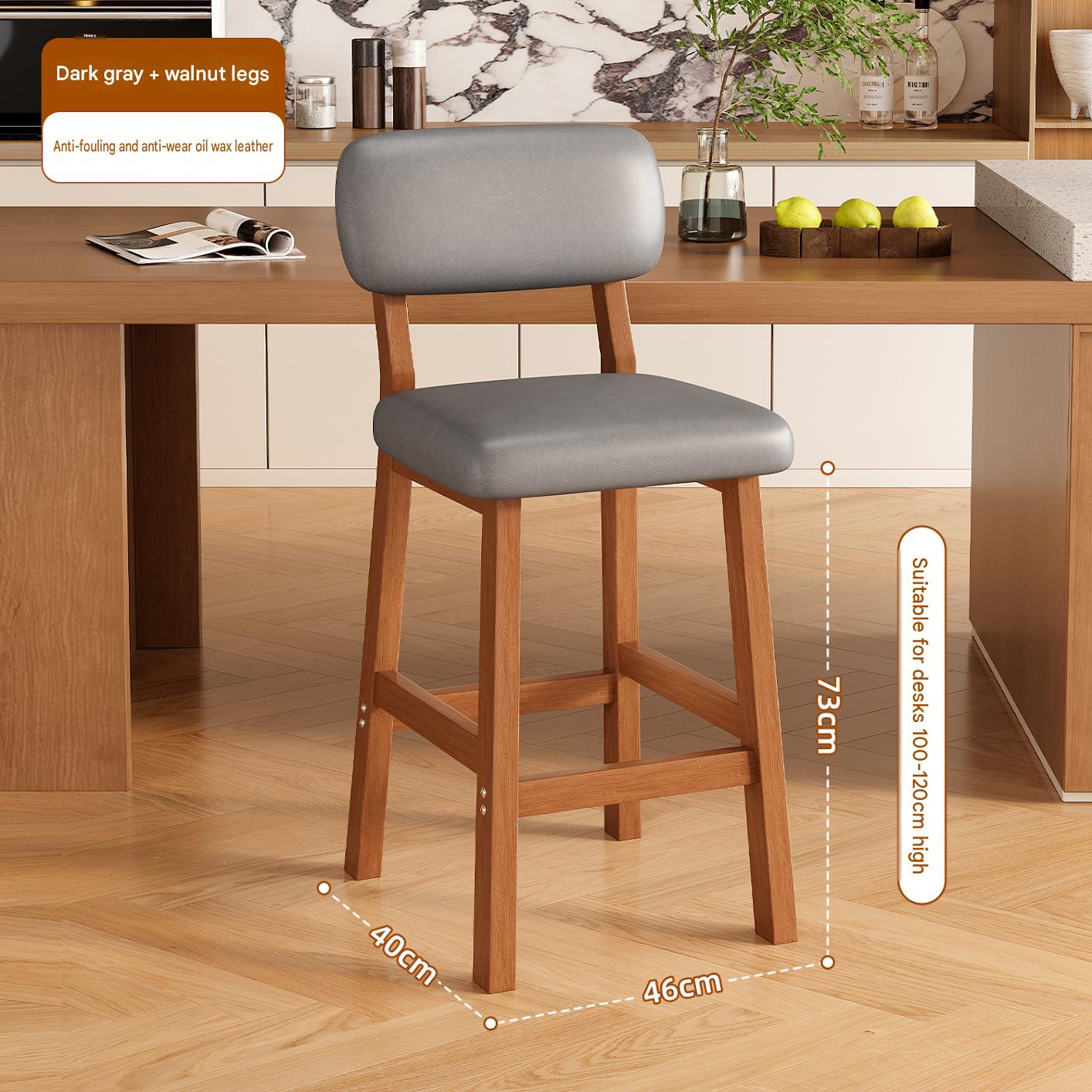 Walnut dark gray leather removable iron legs 75cm