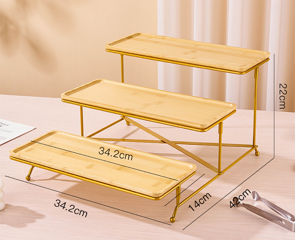 Gold rack wooden plate pastry clip