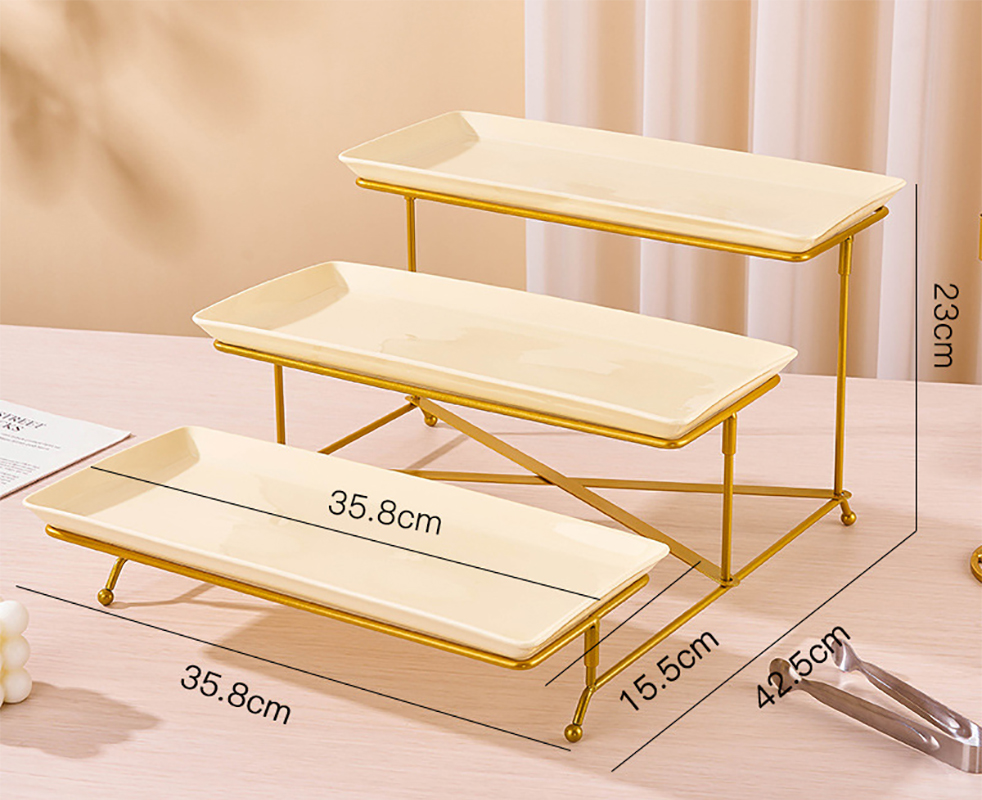 Gold rack tooth porcelain plate pastry clip