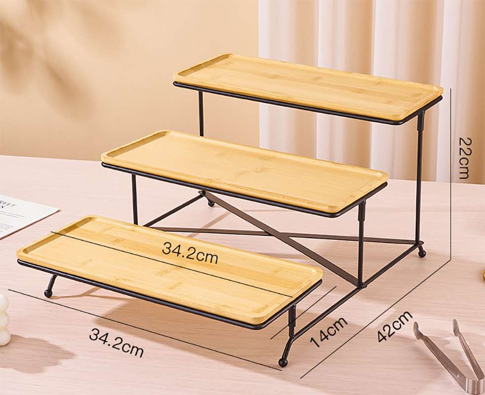 Black rack wooden plate pastry clip