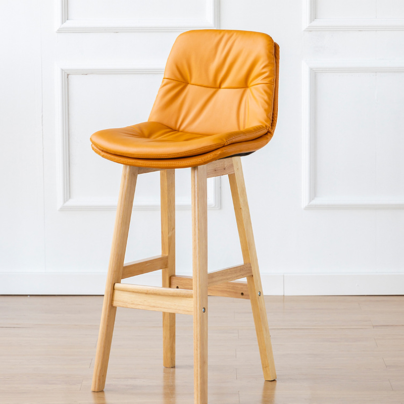 Natural color wooden frame   light yellow leather