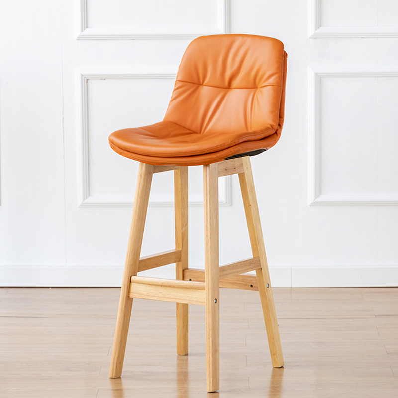 Natural Wooden frame   orange leather