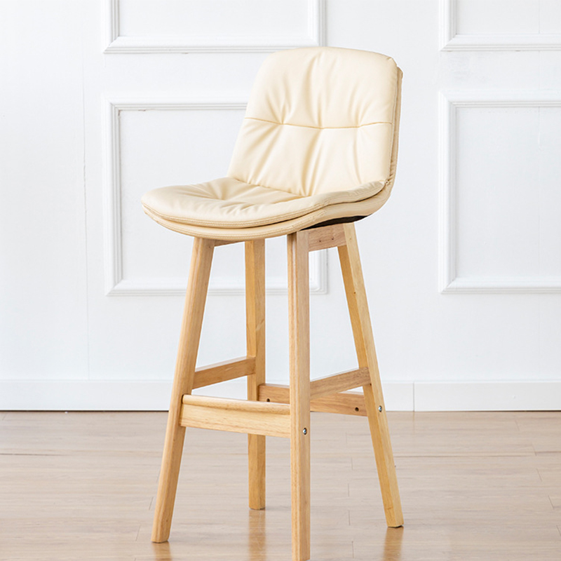 Natural color wooden frame   creamy-white leather