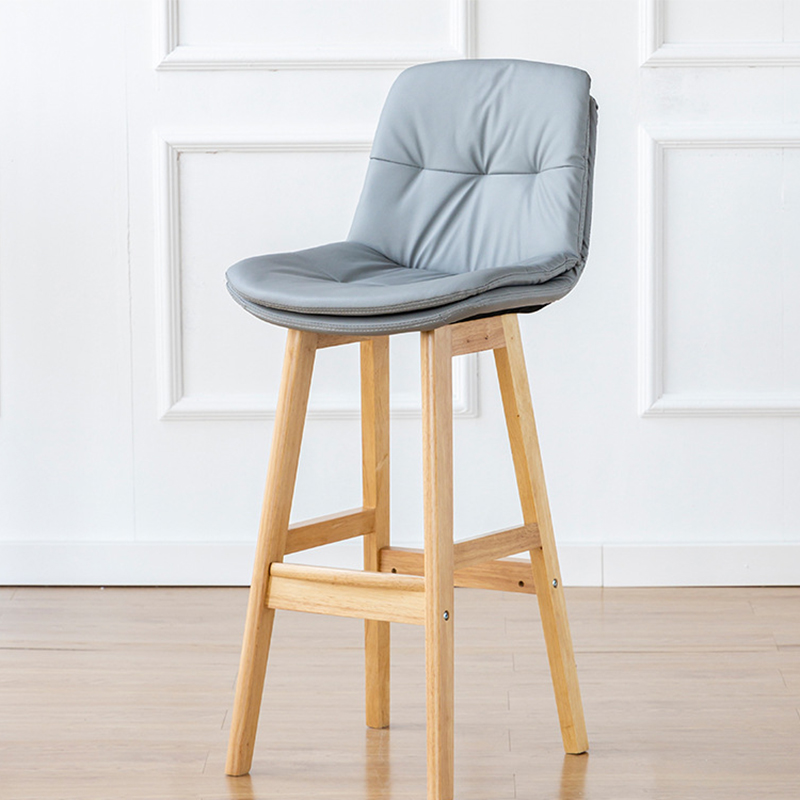 Natural color wooden frame   light gray leather