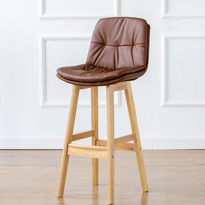Natural color wooden frame   brown leather