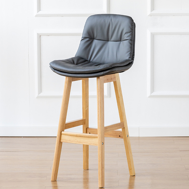 Natural color wooden frame   dark gray leather