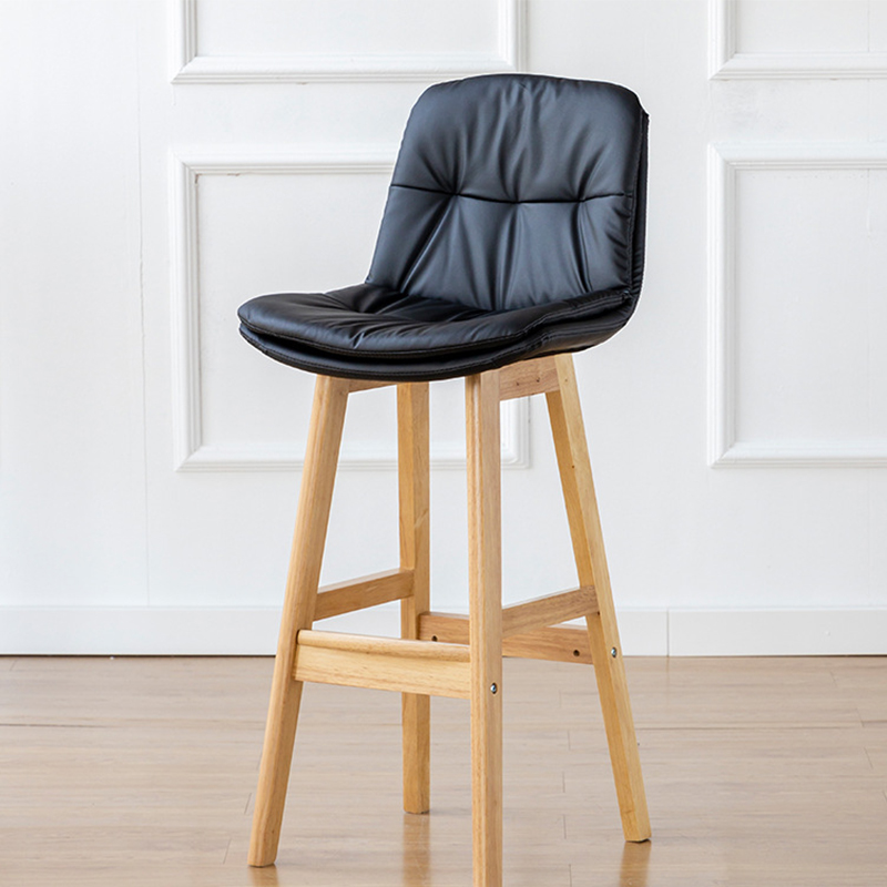 Natural color wooden frame   black leather