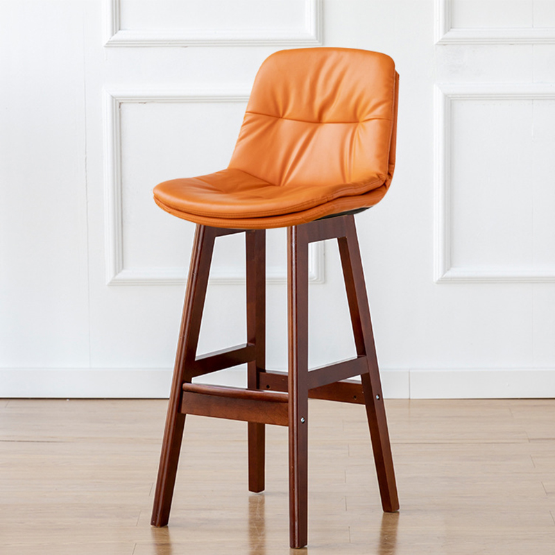 Brown wooden frame   orange leather