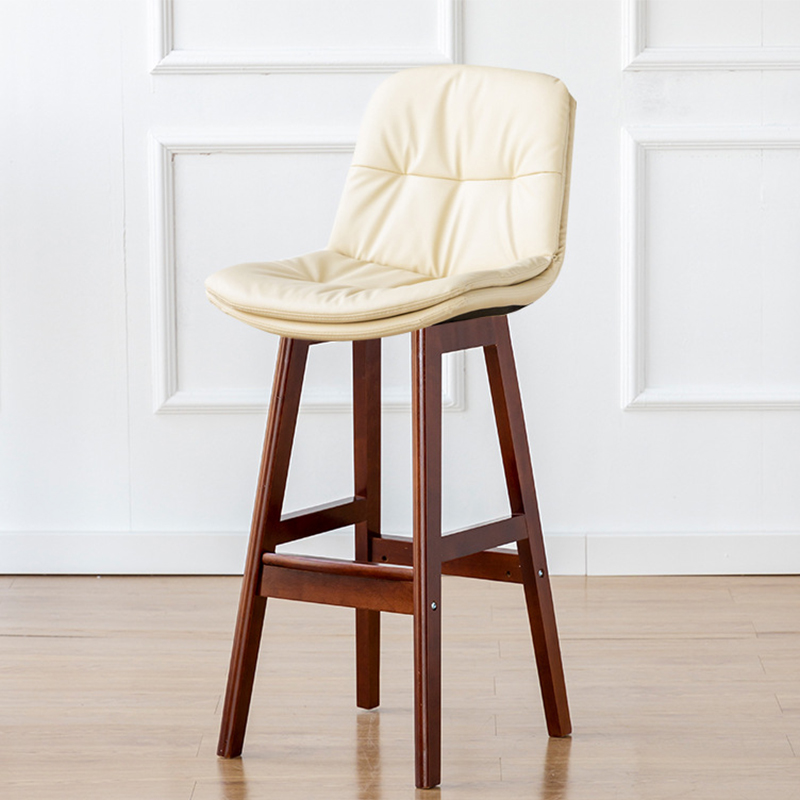 Brown wooden frame   creamy-white leather