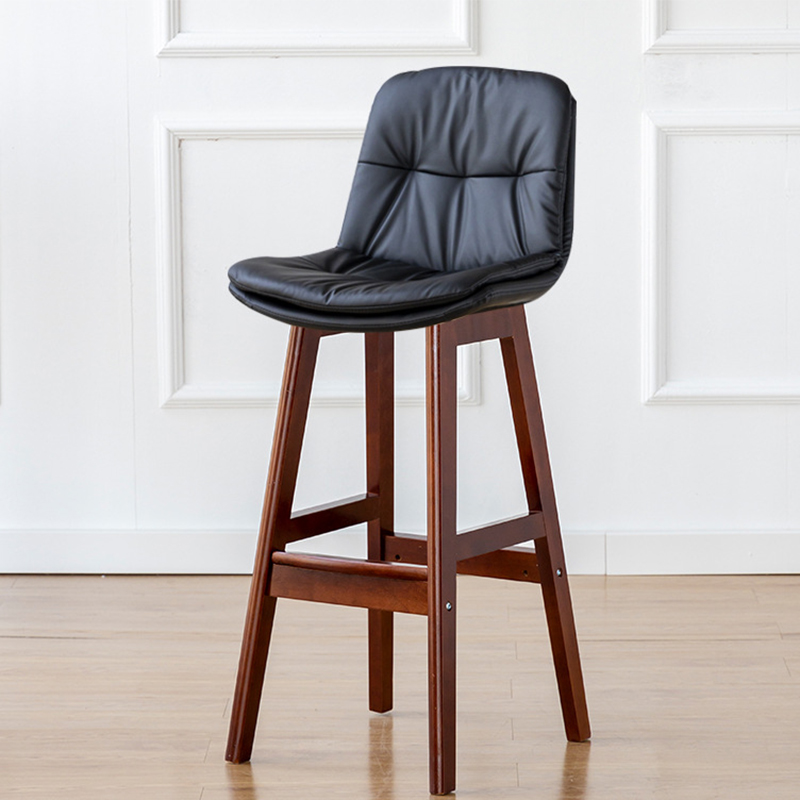 Brown wooden frame   black leather