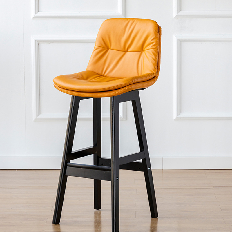 Black wooden frame   light yellow leather