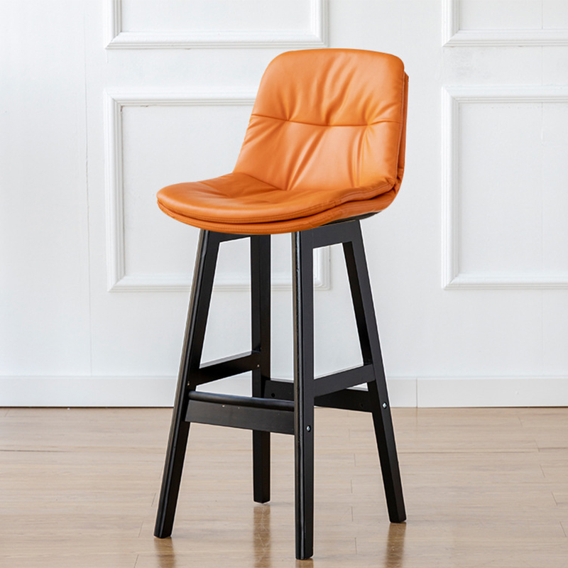 Black wooden frame   orange leather