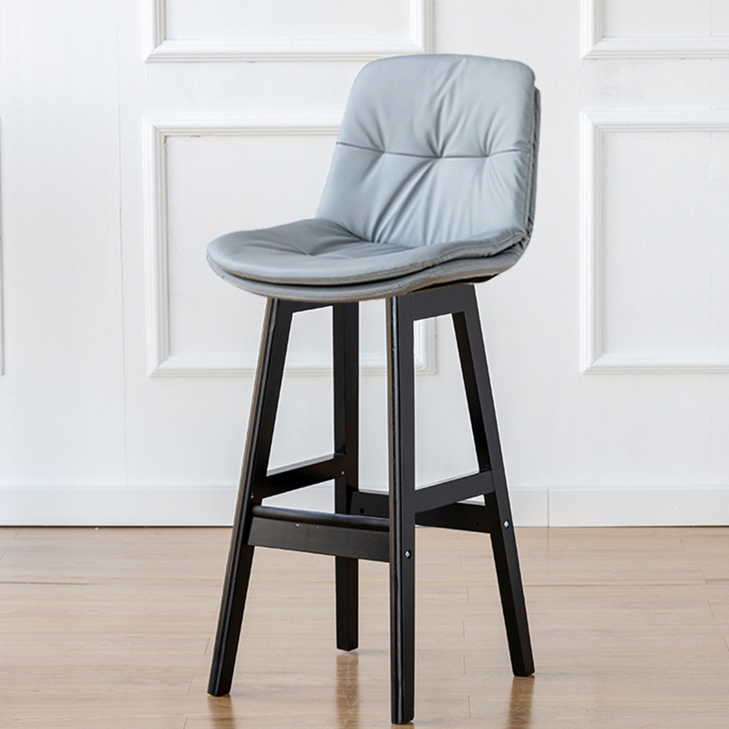 Black wooden frame   light gray leather