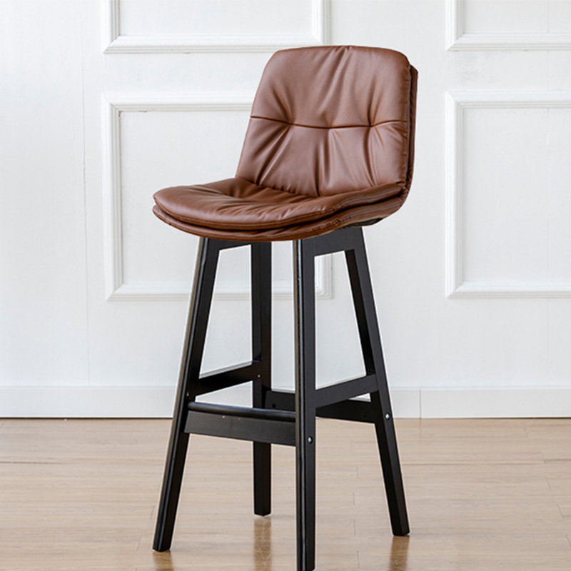 Black wooden frame   brown leather