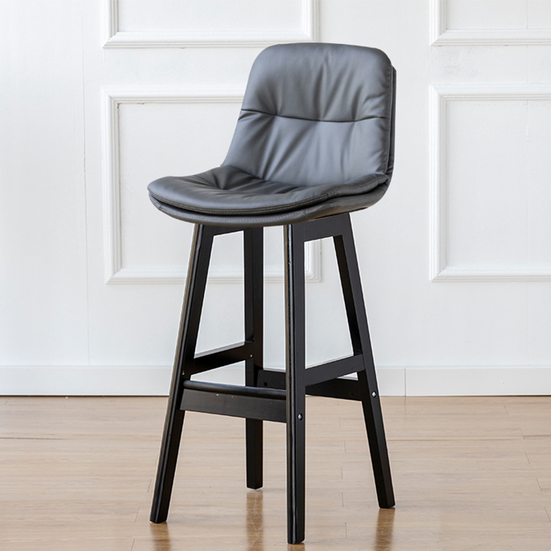 Black wooden frame   dark gray leather