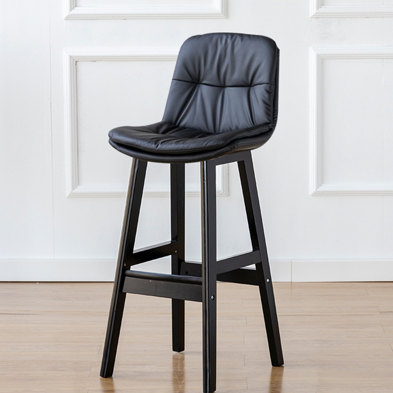 Black wooden frame   black leather