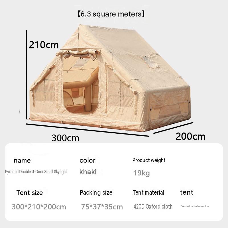 [6.3 square meters] 420d pyramid double u door small skylight