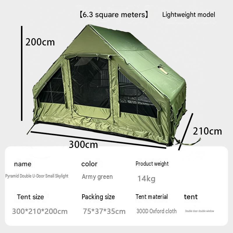 Army green [6.3 square meters] 300d pyramid double u-door small skylight