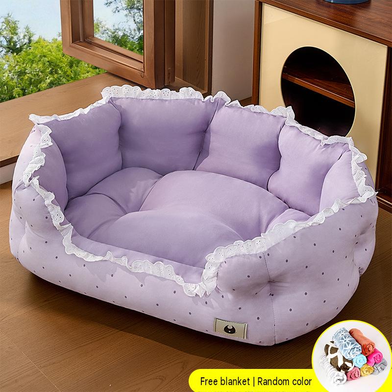 Purple dots with blanket
