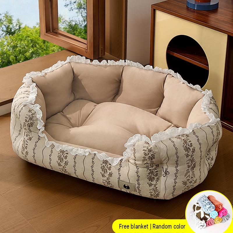 Beige floral with blanket
