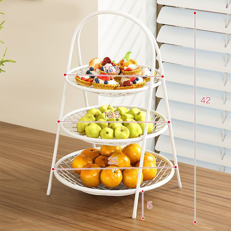 White three-layer fruit basket-handle style