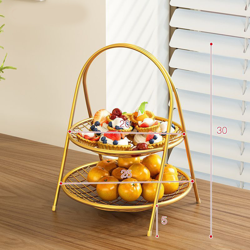 Golden two-layer fruit basket-handle style