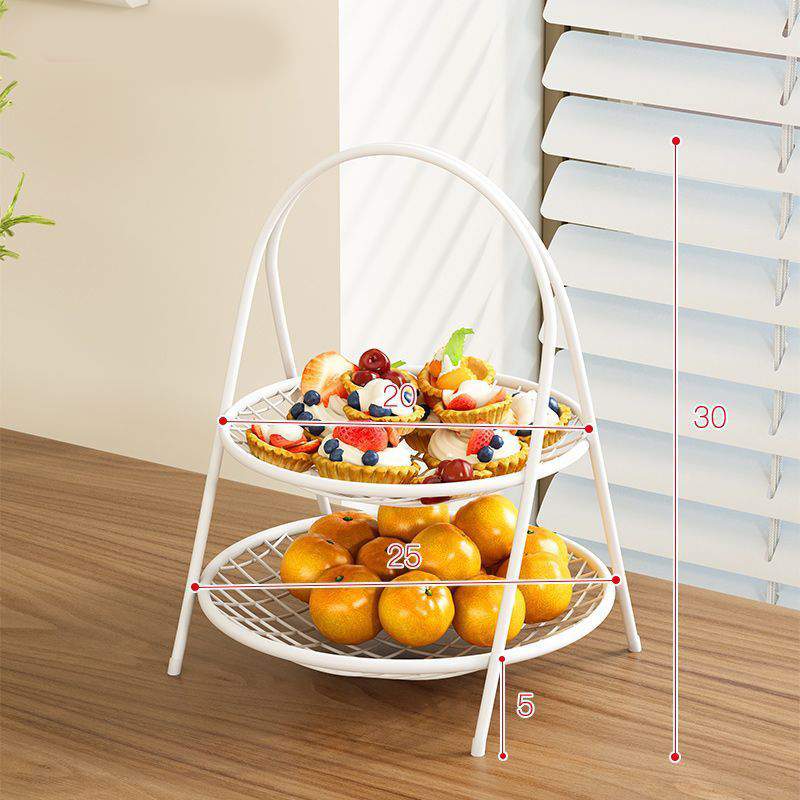 White two-layer fruit basket-handle style