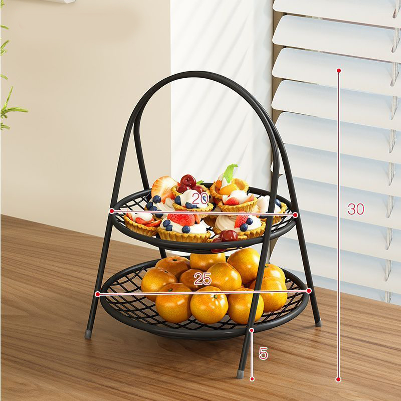 Black two-layer fruit basket-handle style