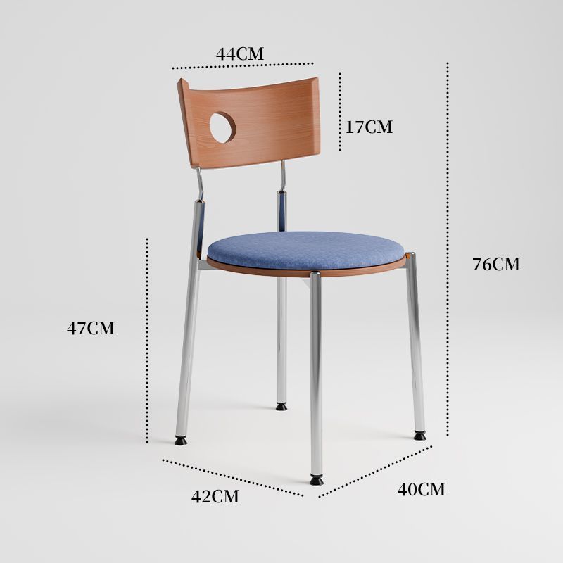 walnut backrest, light blue seat cushion - with solid wood board