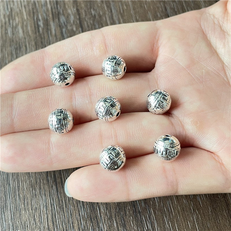 4:Striped round beads-ancient silver