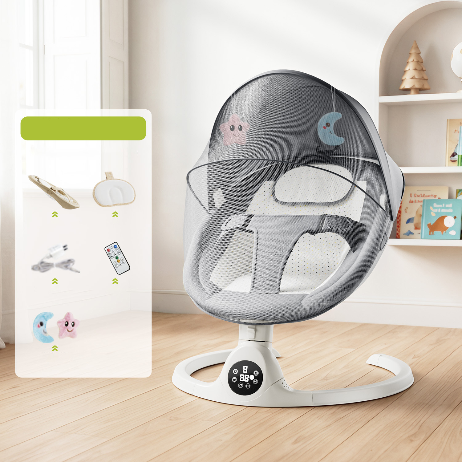 Gray bluetooth app remote control   u pillow   mosquito net cushion   doll