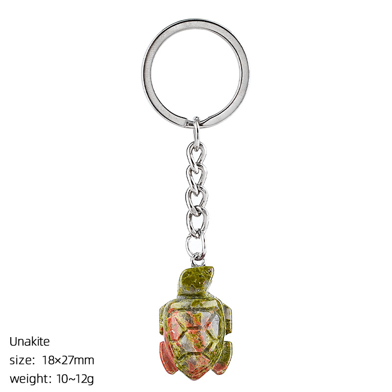 9:Flower green stone turtle keychain