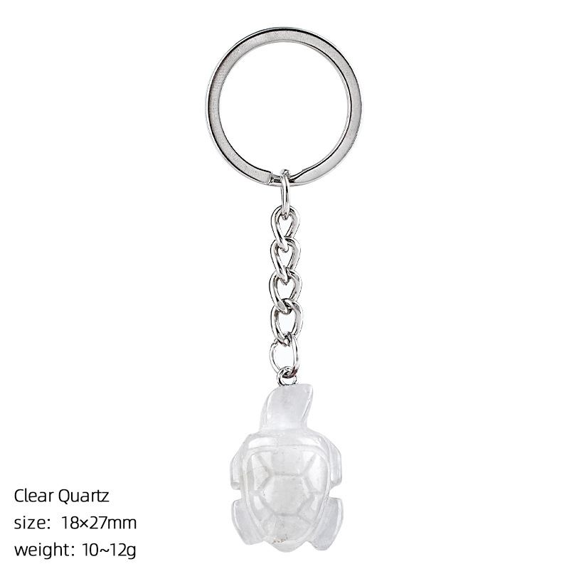 10:White crystal turtle keychain