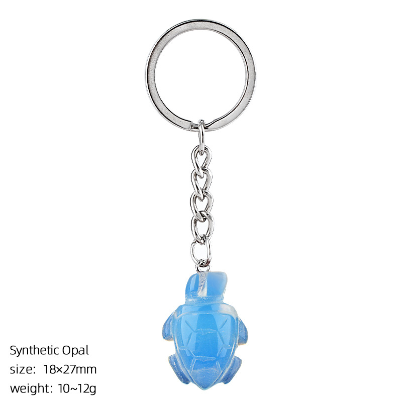 12:Opal (artificial) turtle keychain